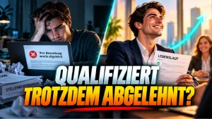 Qualifizierter Bewerber nach einer Absage neben einer selbstbewussten Version mit Lebenslauf